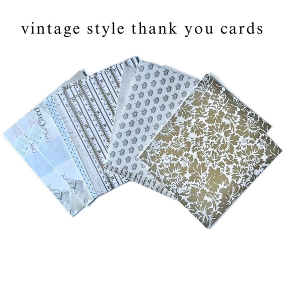 vintage style with gold foil thank you cards & envelopes set of 16 - Picture 2 of 15